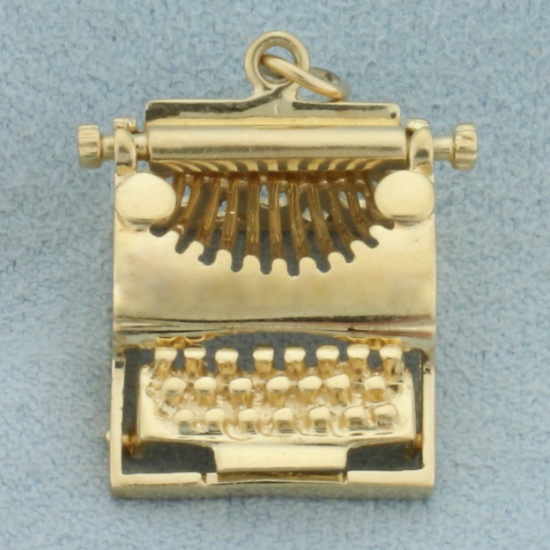 Mechanical 3 D Typewriter Charm Or Pendant In 14k Yellow Gold