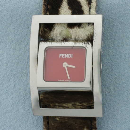Fendi 5010l Rotating Face Pony Hair Flip Watch