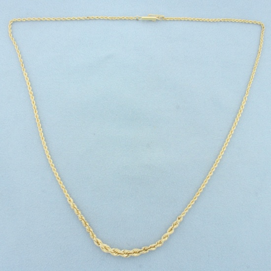 18 Inch Graduated Rope Link Chain Necklace In 18k Yellow Gold
