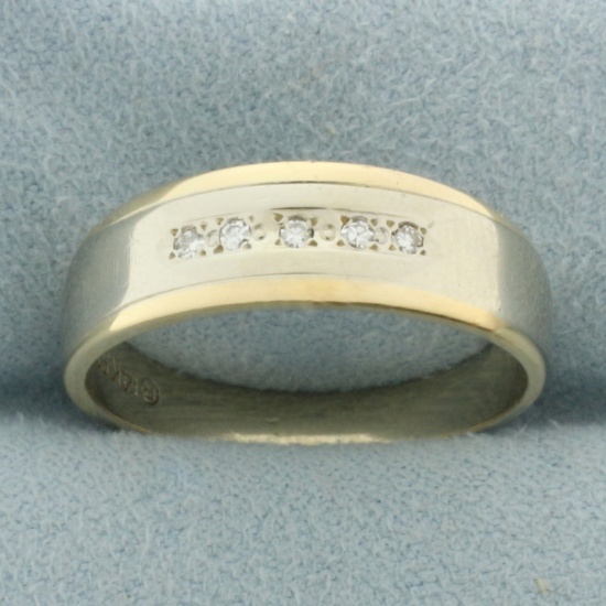 Two Tone Diamond Band Ring In 14k White Gold