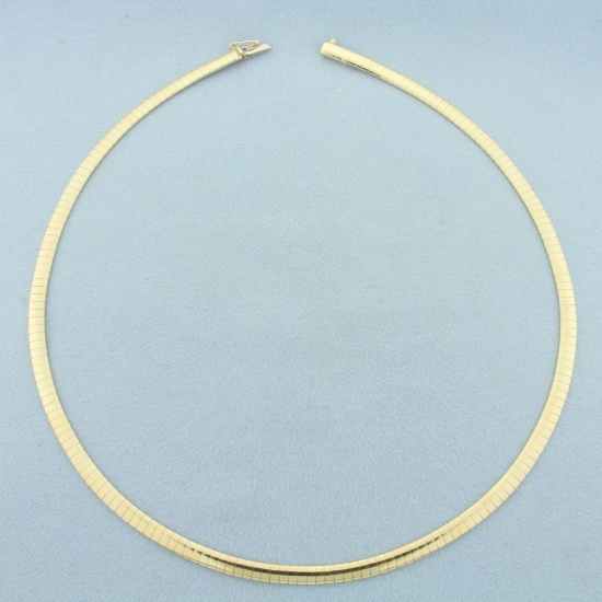 Italian 16 Inch Omega Necklace In 14k Yellow Gold