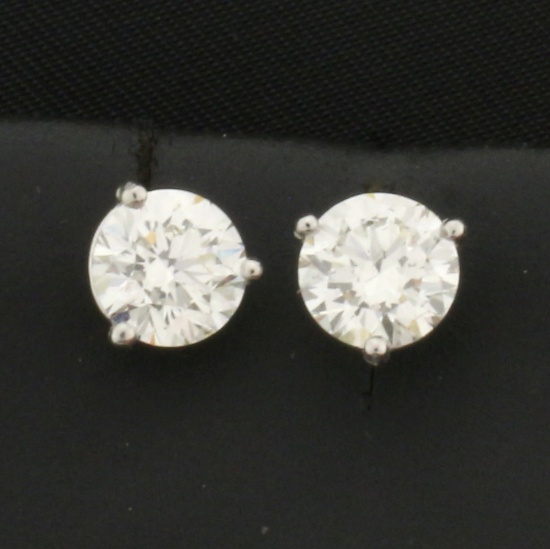 2ct Gia Certified Diamond Stud Earrings In Platinum Settings