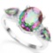 Over 3ct Mystic Topaz & Diamond Ring In Sterling Silver
