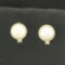 Cultured Akoya Pearl And Diamond Stud Earrings In 14k Yellow Gold
