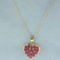 Pave Ruby Heart Necklace In 10k Yellow Gold