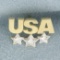 Usa Star Tie Tack Pin In 10k Yellow And White Gold