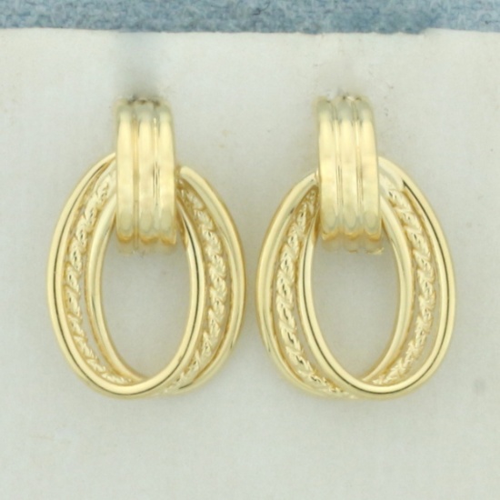 Rope Door Knocker Design Earrings In 14k Yellow Gold