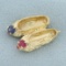 Ruby And Sapphire Ballet Slippers Charm Or Pendant In 14k Yellow Gold