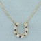 Sapphire And Diamond Lucky Horseshoe Necklace In 14k Yellow Gold