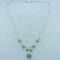 6ct Emerald And Diamond Flower Design Necklace In 14k White Gold