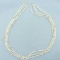 Triple Strand Baroque Pearl And Gold Bead Necklace In 14k Yellow Gold