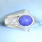 Star Sapphire And Diamond Retro Era Ring In 14k White Gold