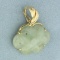Hand Carved Jade Pendant In 14k Yellow Gold