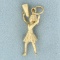 Cheerleader Charm Or Pendant In 14k Yellow Gold