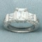 Emerald Cut Cz Engagement Ring In 14k White Gold