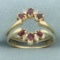 Ruby And Diamond Ring Jacket In 14k Yellow Gold