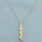 Italian Ribbon Design 3 Stone Diamond Necklace In 14k Yellow Gold