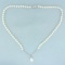 Vintage Cultured Pearl And Diamond V-drop Necklace In 10k White Gold
