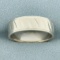 Diagonal Diamond Cut Wedding Band Ring In 14k White Gold