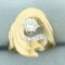 Diamond Swoop Design Ring In 14k Yellow Gold