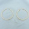 Large 2 Inch Square Edge Hoop Earrings In 14k Yellow Gold