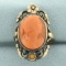 Antique Victorian Carved Red Coral Cameo Ring In 14k Rose Gold