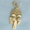 African Mask Charm Or Pendant In 18k Yellow Gold