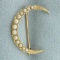 Antique Seed Pear Crescent Moon Pin Brooch In 14k Yellow Gold