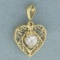 Heart Cz Motion Lace Heart Pendant In 14k Yellow Gold
