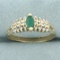 Emerald And Diamond Ring In 14k Yellow Gold