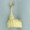 Italian Made Cathedral Pendant Or Charm In 18k Yellow Gold