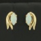 Opal Button Earrings In 14k Yellow Gold