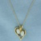 Opal And Diamond Heart Necklace In 14k Yellow Gold
