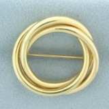 Triple Circle Love Knot Brooch Or Pin In 14k Yellow Gold