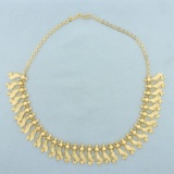 Diamond Cut Leaf Design Necklace In 22k Yellow Gold