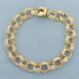Tripple Loop Charm Bracelet In 14k Yellow Gold