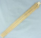 Two Tone Woven Link Wide Bracelet In 18k Yellow And White Gold