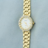 Ladies Geneve Diamond Watch In Solid 14k Yellow Gold