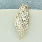Baguette And Round Diamond Single Earring In 14k Yellow Gold