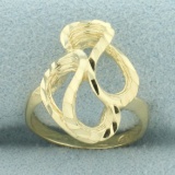Diamond Cut Abstract Design 3-d Ring In 14k Yellow Gold