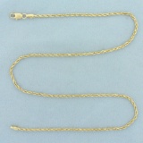 16.5 Inch Diamond Cut Rope Link Chain Necklace In 14k Yellow Gold