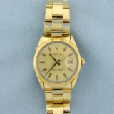 Mens Rolex Oyster Perpetual Date Gold 34mm Automatic Watch Model 15505