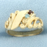 Number One Mom Gemstone Ring In 14k Yellow Gold
