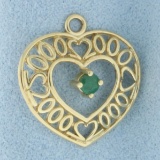 Emerald Heart Pendant Or Charm In 14k Yellow Gold