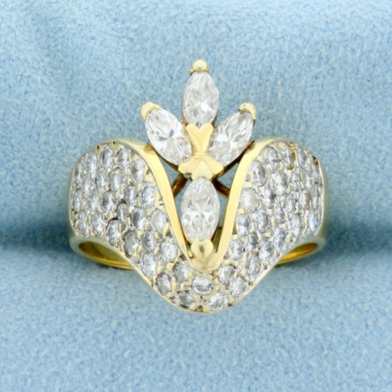 Unique Custom Designed 2ct Tw Diamond Ring In 14k Yellow Gold