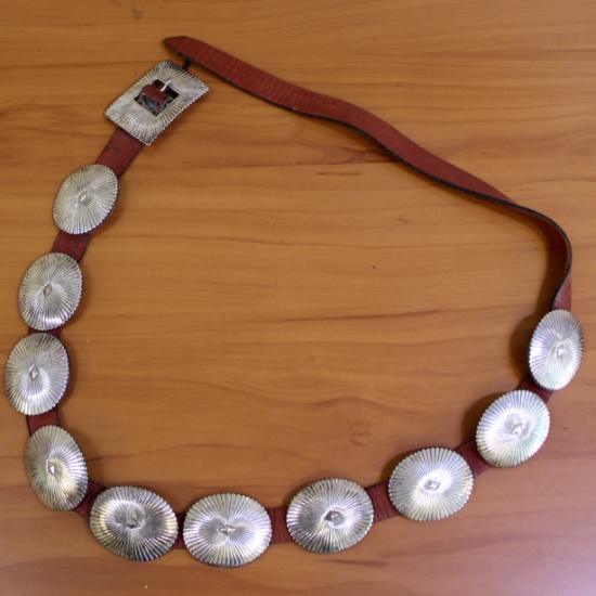 Gary Begay Navajo Sterling Silver Native American Concho Belt