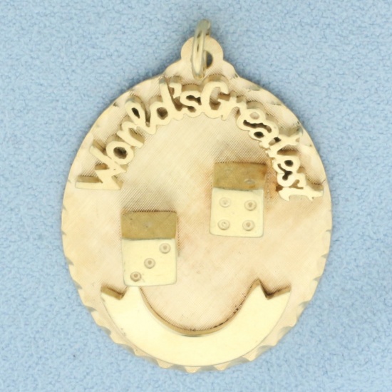 World's Greatest 3-d Dice Pendant Or Charm In 14k Yellow Gold