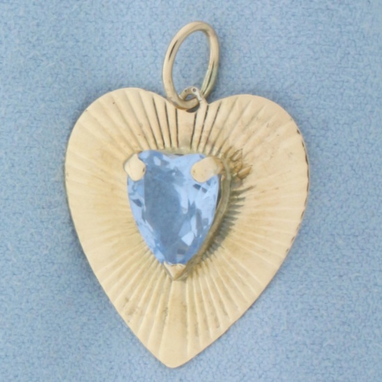 Heart Blue Topaz Pendant In 14k Yellow Gold