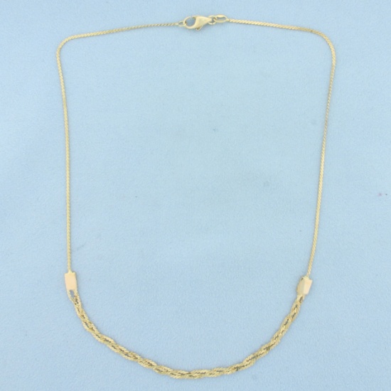 16 Inch Italian Braided Serpentine Link Necklace In 18k Yellow Gold