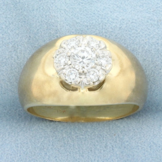 Mens Diamond Belcher Ring In 10k Yellow Gold
